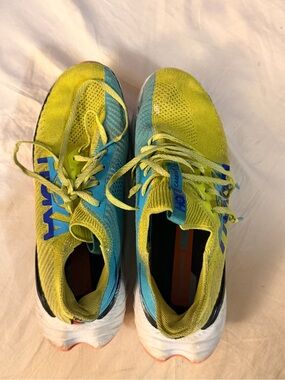Hoka Running Shoes in Yellow and Teal